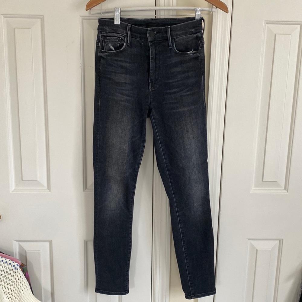 Mother high rise skinny black jeans - size 24